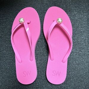 New in Box, Stuart Weitzman Pink Pearl Rubber Flip Flop, Size 8